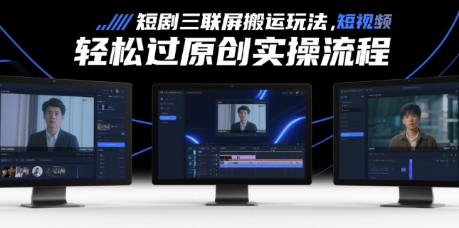 短剧三联屏搬运玩法，短剧搬运轻松过原创实操流程-AI学习资源网