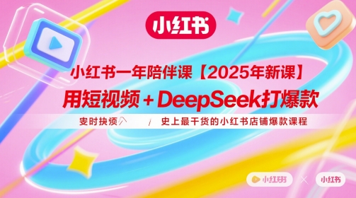 小红书一年陪伴课【2025年新课】，用短视频+deepSeek打爆款，史上最干货的小红书店铺爆款课程-AI学习资源网