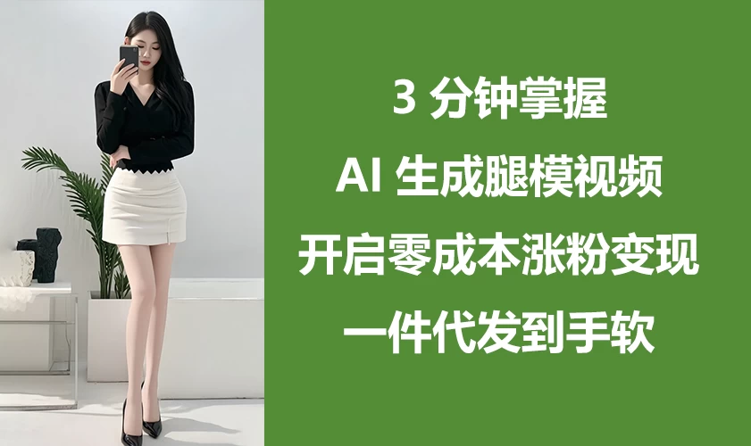 3分钟掌握AI生成腿模视频，开启0成本涨粉变现，一件代发到手软-AI学习资源网