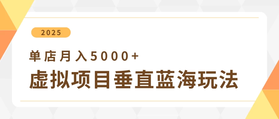 4月虚拟项目垂直玩法，冷门爆品+垂直蓝海，单店月入5000+-AI学习资源网