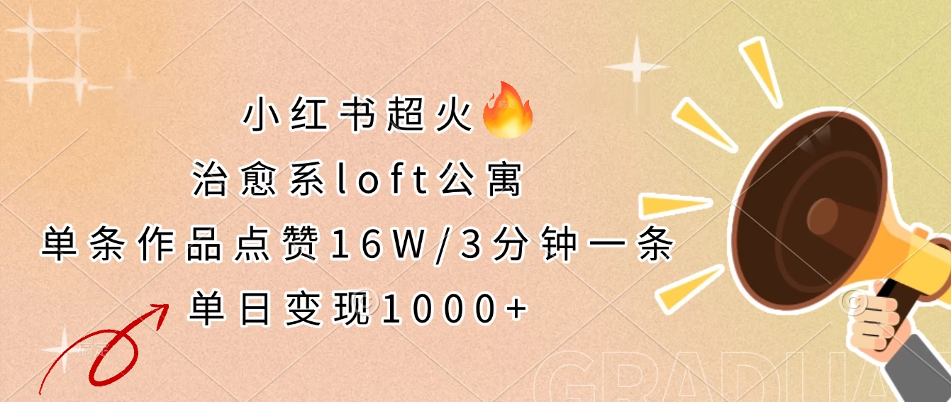 小红书超火的治愈系loft公寓，单条作品点赞16W，3分钟一条，单日变现1000+-AI学习资源网