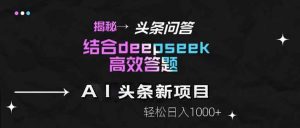 揭秘头条问答新玩法!结合deepseek高效答题,轻松日入1000+-AI学习资源网