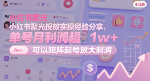 小红书聚光投放实操经验分享，单号月利润超1w+，可以矩阵起号放大利润-AI学习资源网