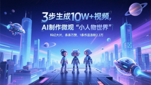 三步生成10W+视频,AI制作微观“小人物世界”科幻大片,条条万赞,1条作品涨粉2.3万-AI学习资源网