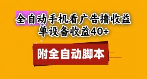 全自动看广告撸收益,单设备收益40+,可矩阵,附脚本,小白必选【揭秘】-AI学习资源网
