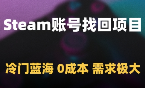 Steam账号找回项目，冷门蓝海，0成本，需求极大-AI学习资源网