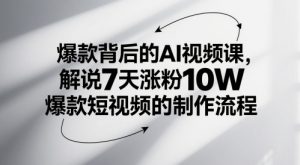 爆款背后的AI视频课,解说7天涨粉10W爆款短视频的制作流程-AI学习资源网