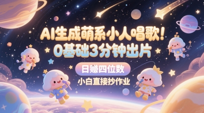 AI生成萌系小人唱歌，0基础3分钟出片，28个作品涨粉8.9W，单条最高19W赞，日入四位数，小白直接抄作业-AI学习资源网