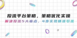 投流平台策略,策略优化实操,解决投流5大痛点,4步实现精准引流-AI学习资源网