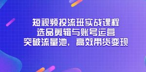 短视频投流班实战课程,选品剪辑与账号运营,突破流量池,高效带货变现-AI学习资源网