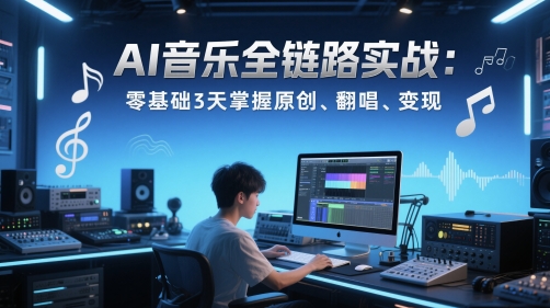AI音乐全链路实战变现课：零基础3天掌握原创、翻唱、变现-AI学习资源网