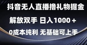 抖音无人直播撸礼物掘金,解放双手,日入1k,0成本纯利,无基础可上手【揭秘】-AI学习资源网