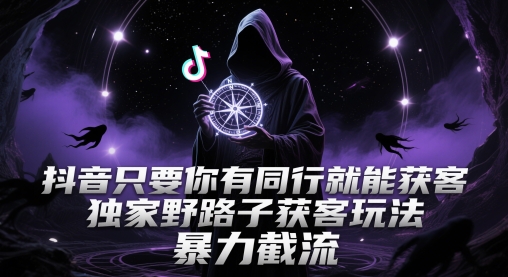 抖音只要你有同行就能获客，独家野路子获客玩法，暴力截流【揭秘】-AI学习资源网