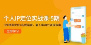 个人IP定位实战课-5期,3步精准定位+私域运营,素人影响力变现指南-AI学习资源网
