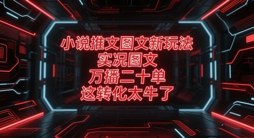 小说推文图文新玩法，实况图文，万播二十单，这转化太牛了！-AI学习资源网