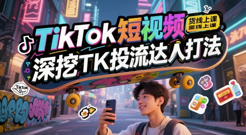 TikTok短视频带货线上课，深挖TK投流达人打法-AI学习资源网