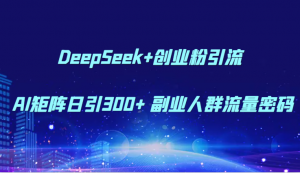 DeepSeek+创业粉引流 AI矩阵日引300+ 副业人群流量密码-AI学习资源网