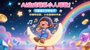 AI生成萌系小人唱歌！0基础3分钟出片，28个作品涨粉9万，日赚四位数，小白直接抄作业-AI学习资源网