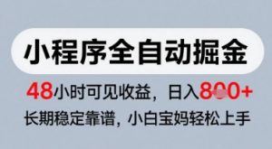 微信小程序全自动掘金,快速见收益,长期稳定靠谱,零基础友好,日入8张【揭秘】-AI学习资源网