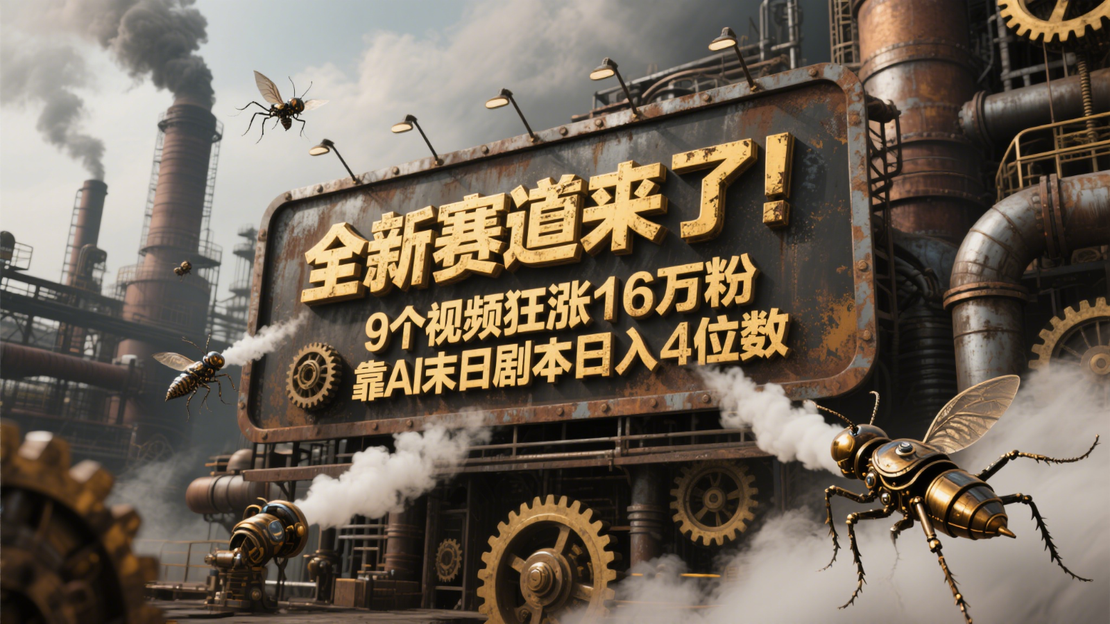 全新赛道来了！9个视频狂涨16万粉，靠AI末日剧本日入4位数，评论区爆肝追更！-AI学习资源网