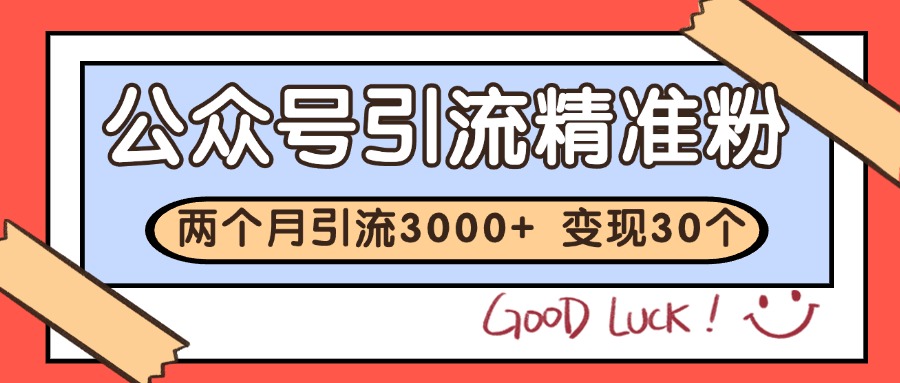 公众号精准粉引流玩法 2个月3000+精准粉 变现30万+-AI学习资源网