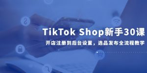TikTok Shop新手30课,开店注册到后台设置,选品发布全流程教学-AI学习资源网