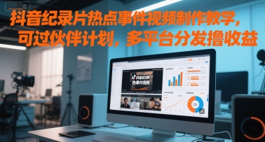 抖音纪录片热点事件视频制作教学，可过伙伴计划，多平台分发撸收益-AI学习资源网