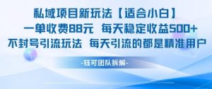 私域项目新玩法【适合小白】 一单收费88.每天稳定收益几张-AI学习资源网