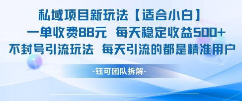 私域项目新玩法【适合小白】 一单收费88.每天稳定收益几张-AI学习资源网