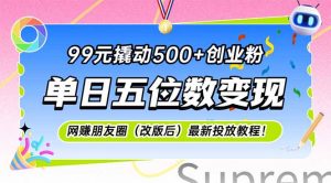 99元撬动500+创业粉,单日五位数变现,网创朋友圈(改版后-AI学习资源网