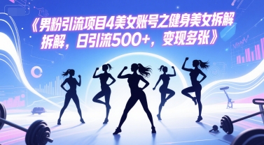 男粉引流项目4美女账号之健身美女拆解，日引流500+，变现多张-AI学习资源网