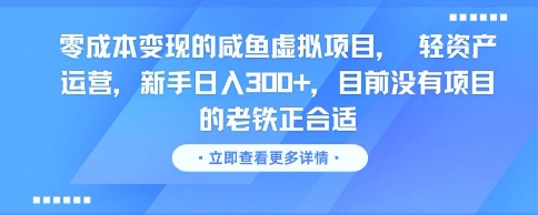 零成本变现的咸鱼虚拟项目， 轻资产运营，新手日入3张+，目前没有项目的老铁正合适-AI学习资源网