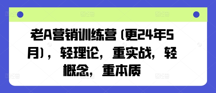 老A营销训练营(更25年6月)，轻理论，重实战，轻概念，重本质-AI学习资源网