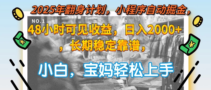 2025年翻身计划，小程序自动掘金48小时可见收益，日入2000+，长期稳定…-AI学习资源网
