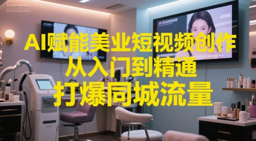 AI赋能美业短视频创作，从入门到精通，打爆同城流量，超级AI工具短视频实操落地-AI学习资源网