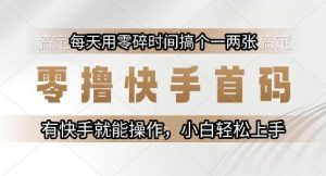 零撸快手首码,每天用零碎时间搞个一两张,有快手就能操作小白轻松上手【揭秘】-AI学习资源网