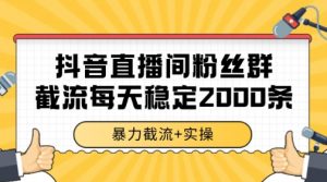 抖音直播间粉丝群暴力截流,一台电脑每天稳定2000条数据【揭秘】-AI学习资源网