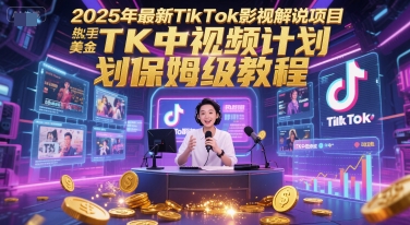 2025年最新TikTok影视解说项目，新手也能挣美金，TK中视频计划保姆级教程-AI学习资源网