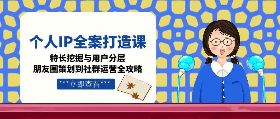 个人IP全案打造课，特长挖掘与用户分层，朋友圈策划到社群运营全攻略-AI学习资源网