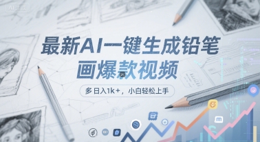 最新AI一键生成铅笔画爆款视频，多平台分发，日 入1k+，小白轻松上手【揭秘】-AI学习资源网