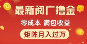 最新阅广撸金项目,零成本满包收益,可矩阵操作,月入过1W【揭秘】-AI学习资源网