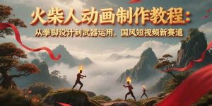 火柴人动画制作教程:从拳脚设计到武器运用,国风短视频新赛道-AI学习资源网