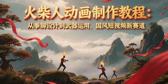 火柴人动画制作教程：从拳脚设计到武器运用，国风短视频新赛道-AI学习资源网