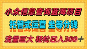 稳定日入300+,小众信息查询蓝海项目,全程懒人式托管,解放你的时间-AI学习资源网