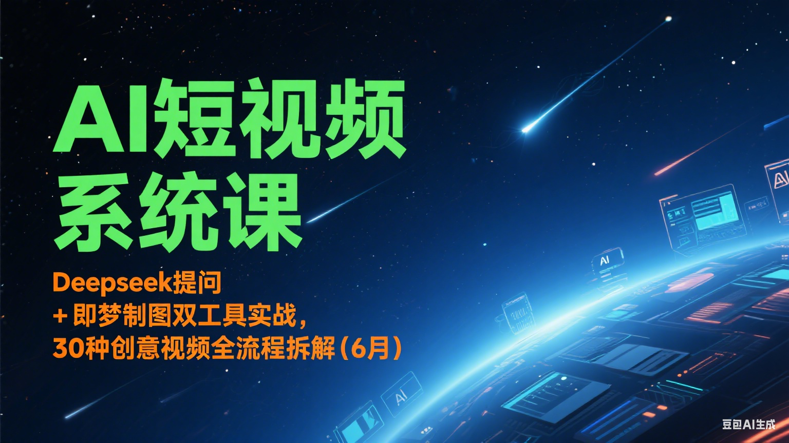 AI短视频系统课：Deepseek提问 + 即梦制图双工具实战，30种创意视频全流程拆解(6月)-AI学习资源网