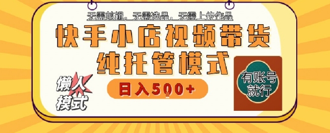 快手小店托管代运营，无需剪辑，无需选品，无需上传作品，全程无需操作，轻松月入5k+【揭秘】-AI学习资源网