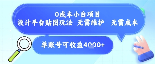 0成本小白项目，设计平台贴图玩法，无需维护，无需成本，单账号单月可产生收益4k+-AI学习资源网