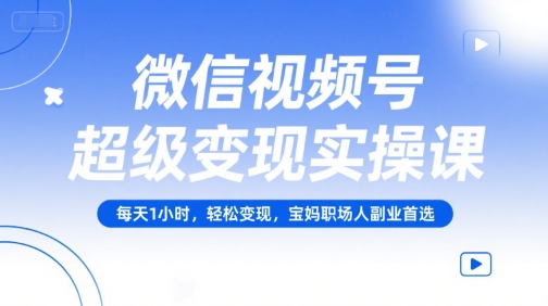 微信视频号超级变现实操课，每天1小时，轻松变现，宝妈职场人副业首选-AI学习资源网