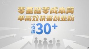 零基础零成本简单高效获客创业粉,一天引流30+-AI学习资源网
