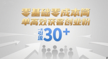 零基础零成本简单高效获客创业粉，一天引流30+-AI学习资源网